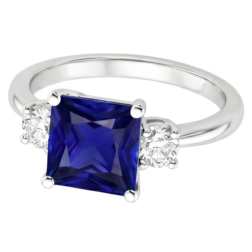 Natural Sapphire Ring 5.50ct - White Gold 14K