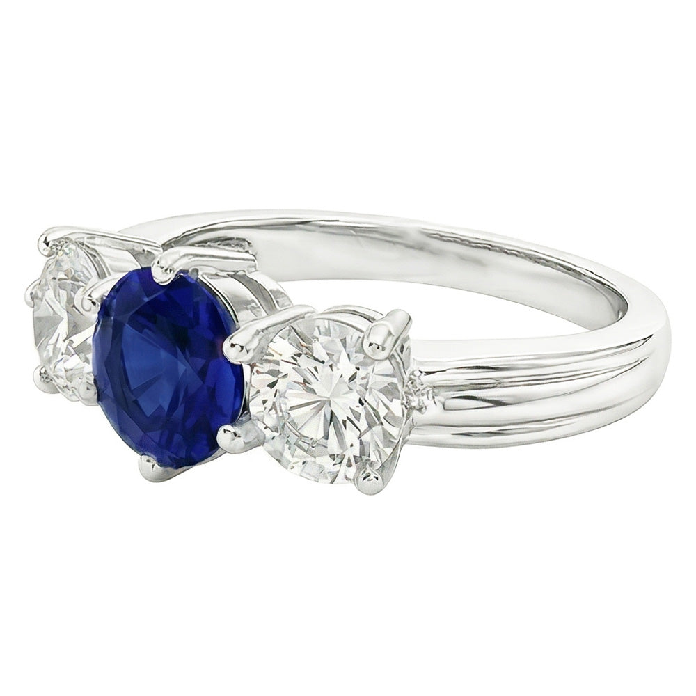 Natural Sapphire Ring 5.50ct - White Gold 14K