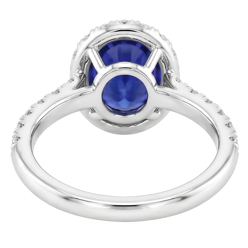 Natural Sapphire Ring 5.50ct - White Gold 14K