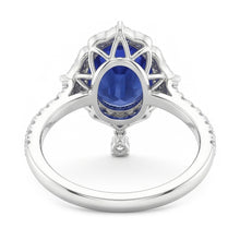 Natural Sapphire Ring 5.50ct - White Gold 14K