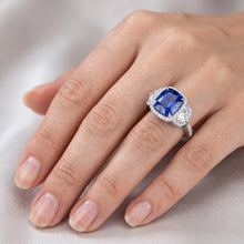 Natural Sapphire Ring 5.50ct - White Gold 14K