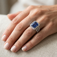 Natural Sapphire Ring 5.50ct - White Gold 14K