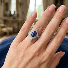 Natural Sapphire Ring 5.50ct - White Gold 14K