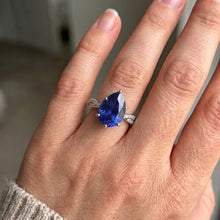 Natural Sapphire Ring 5.50ct - White Gold 14K