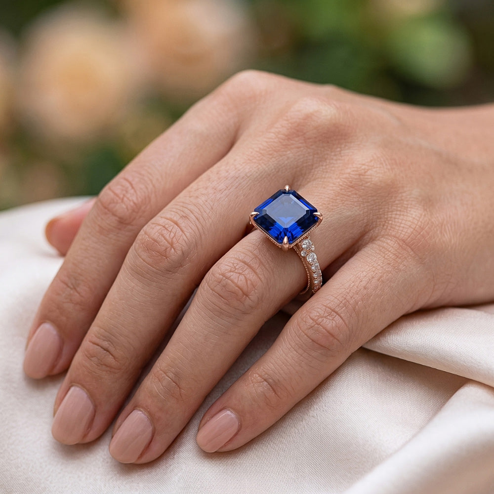 Natural Sapphire Ring 5.5ct - Rose Gold 14K