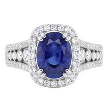 Natural Sapphire Ring 5.71ct - White Gold 14K