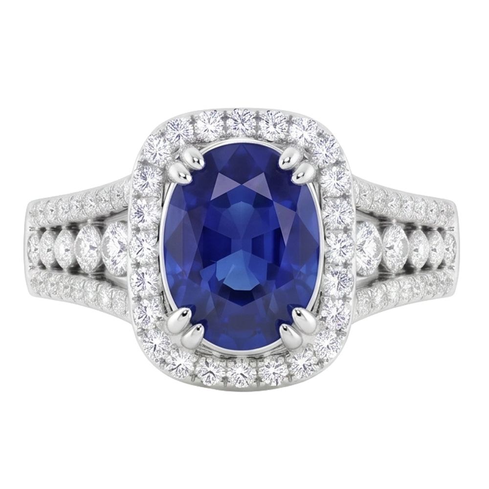Natural Sapphire Ring 5.71ct - White Gold 14K