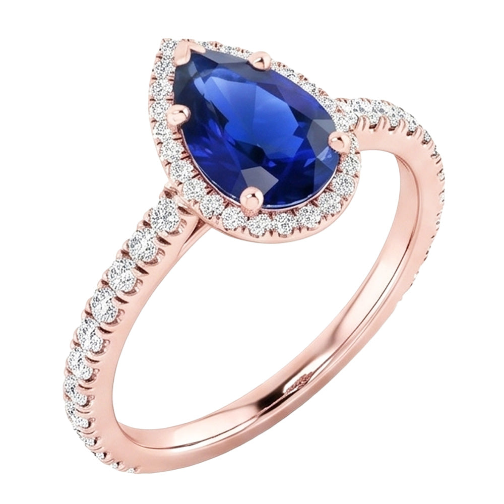 Natural Sapphire Ring 5ct - Rose Gold 14K