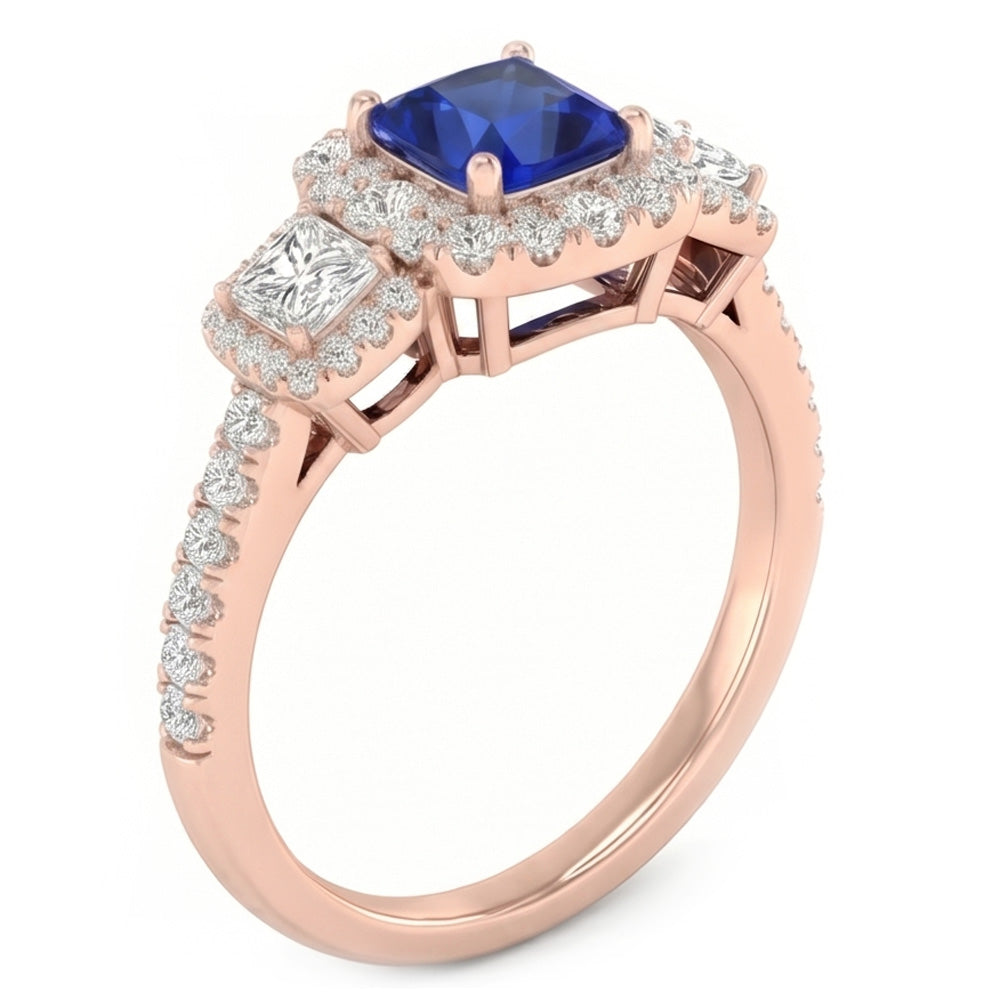 Natural Sapphire Ring 5ct - Rose Gold 14K