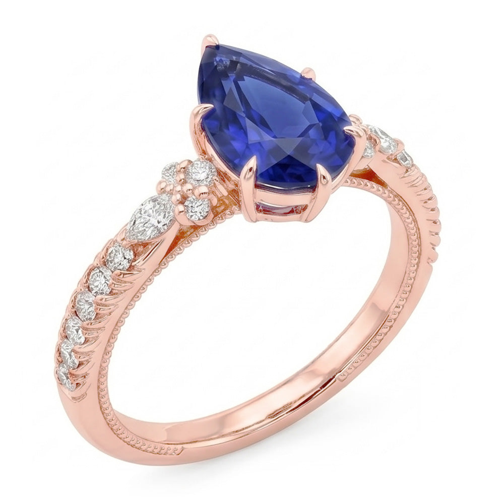 Natural Sapphire Ring 5ct - Rose Gold 14K
