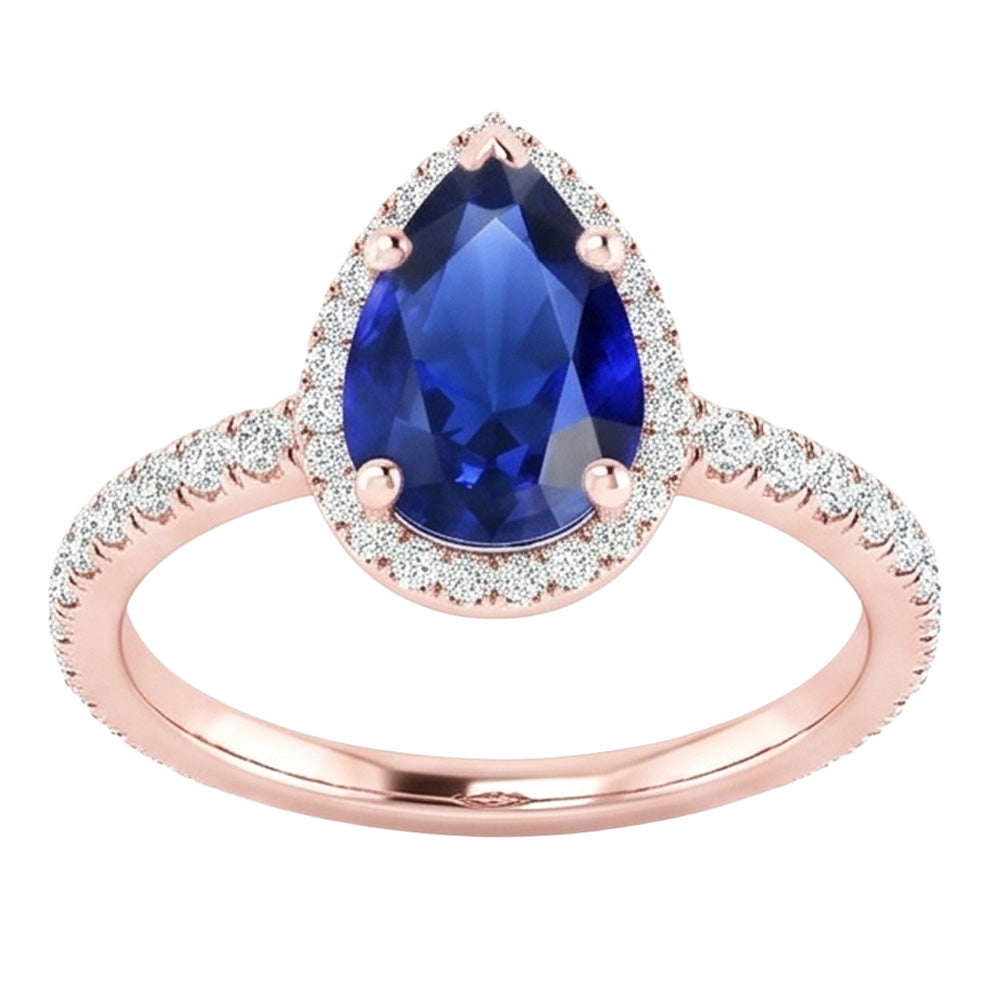 Natural Sapphire Ring 5ct - Rose Gold 14K