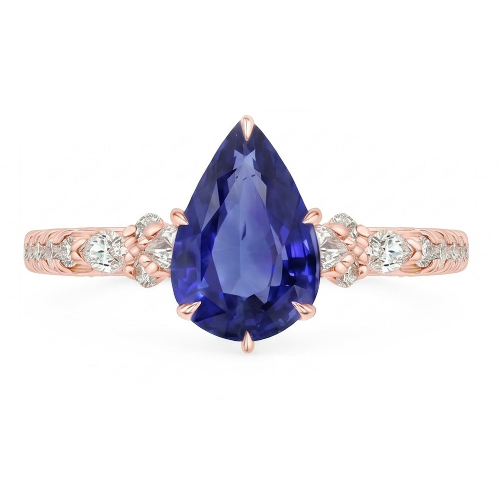 Natural Sapphire Ring 5ct - Rose Gold 14K