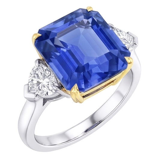 Natural Sapphire Ring 5ct - Two Tone 14K Gold