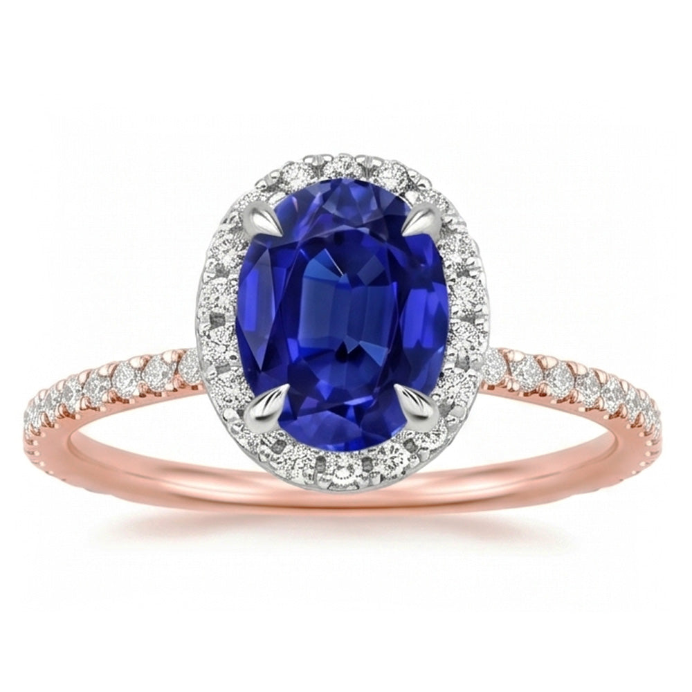 Natural Sapphire Ring 5ct - Two Tone 14K Gold