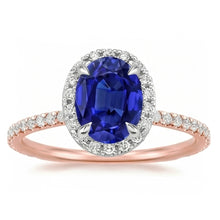 Natural Sapphire Ring 5ct - Two Tone 14K Gold