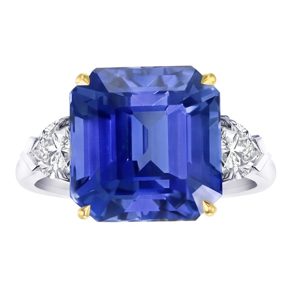 Natural Sapphire Ring 5ct - Two Tone 14K Gold