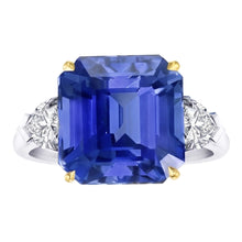 Natural Sapphire Ring 5ct - Two Tone 14K Gold