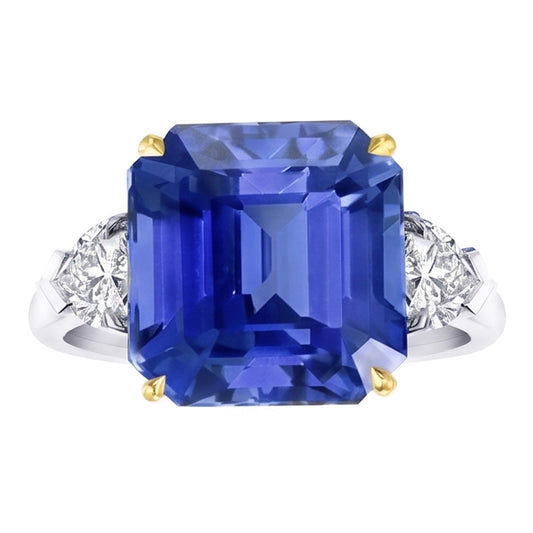 Natural Sapphire Ring 5ct - Two Tone 14K Gold