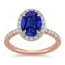 Natural Sapphire Ring 5ct - Two Tone 14K Gold
