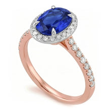 Natural Sapphire Ring 5ct - Two Tone 14K Gold