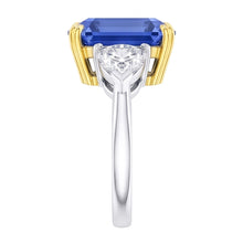 Natural Sapphire Ring 5ct - Two Tone 14K Gold
