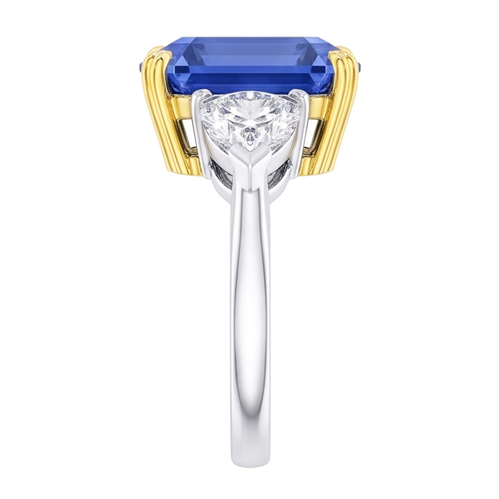 Natural Sapphire Ring 5ct - Two Tone 14K Gold