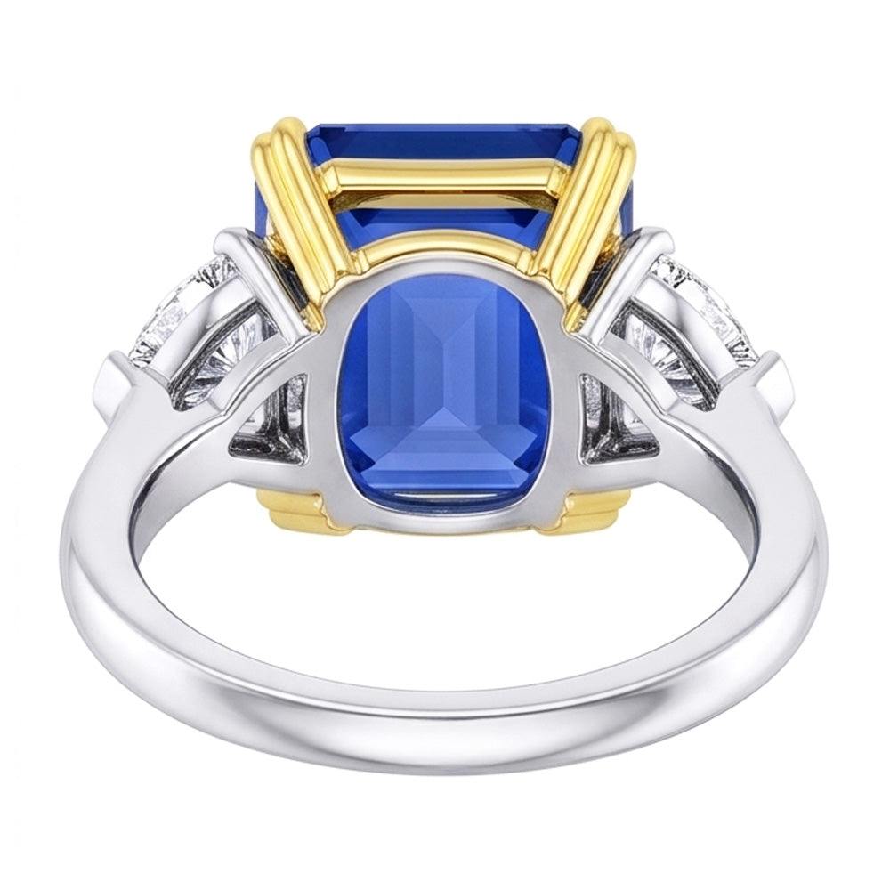 Natural Sapphire Ring 5ct - Two Tone 14K Gold