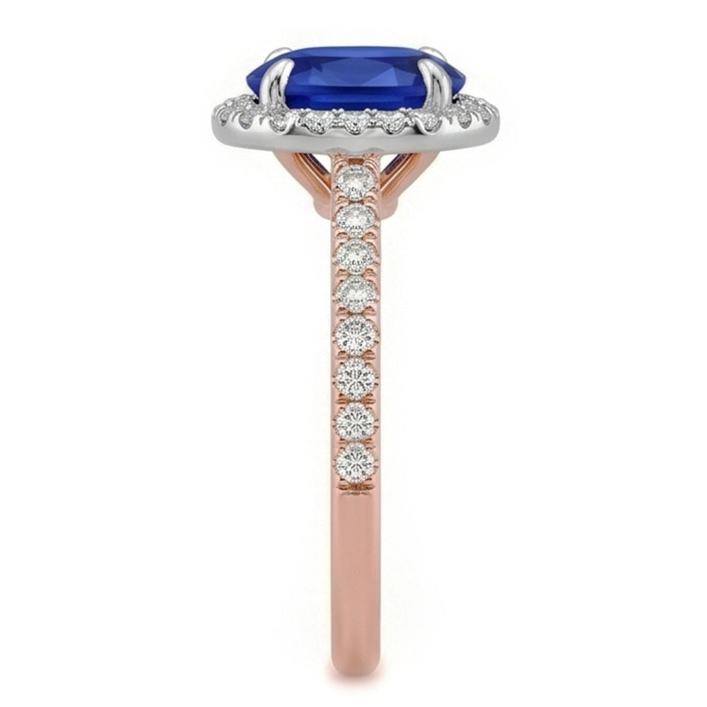 Natural Sapphire Ring 5ct - Two Tone 14K Gold