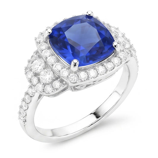 Natural Sapphire Ring 5ct - White Gold 14K