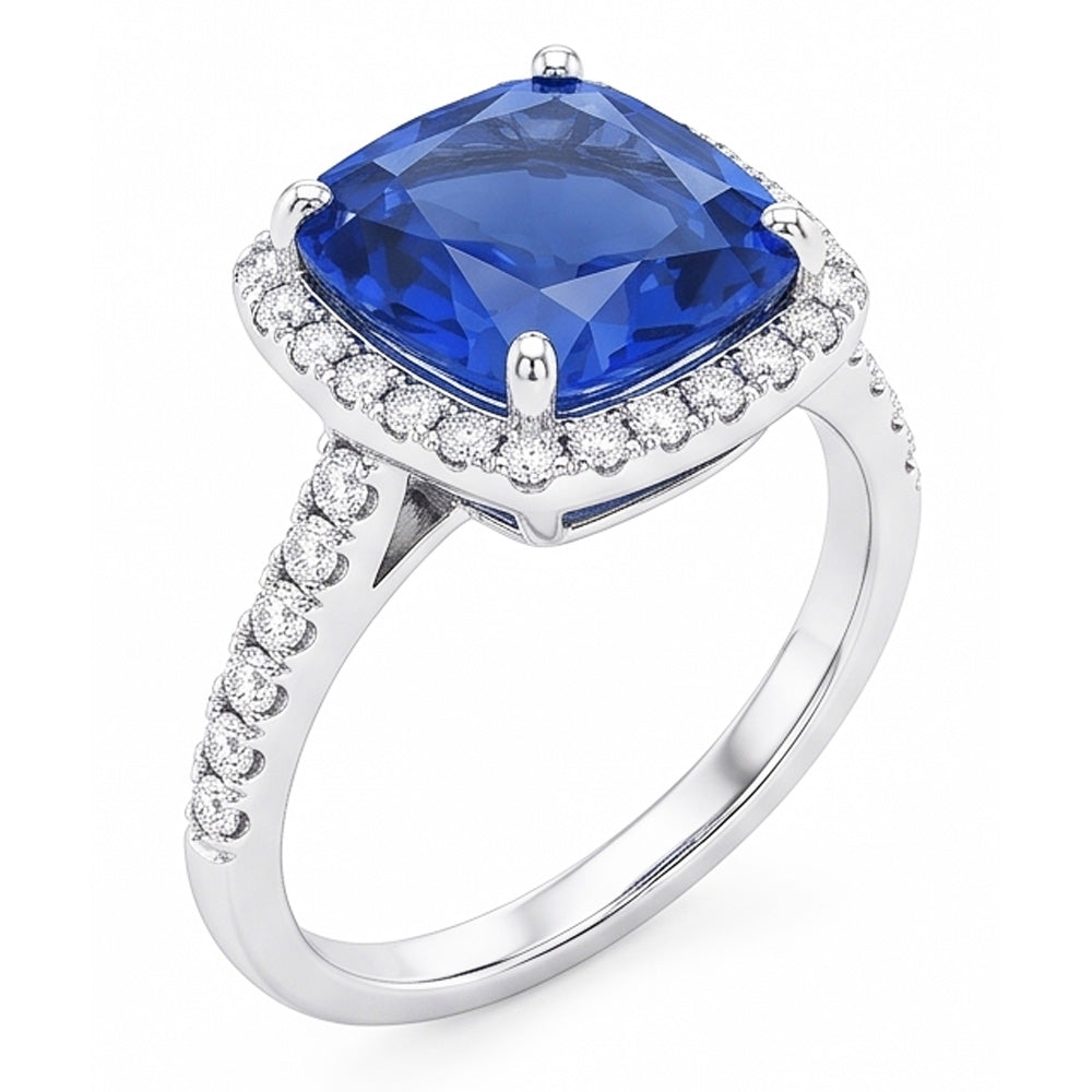 Natural Sapphire Ring 5ct - White Gold 14K