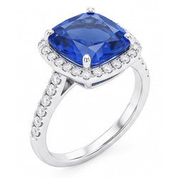 Natural Sapphire Ring 5ct - White Gold 14K