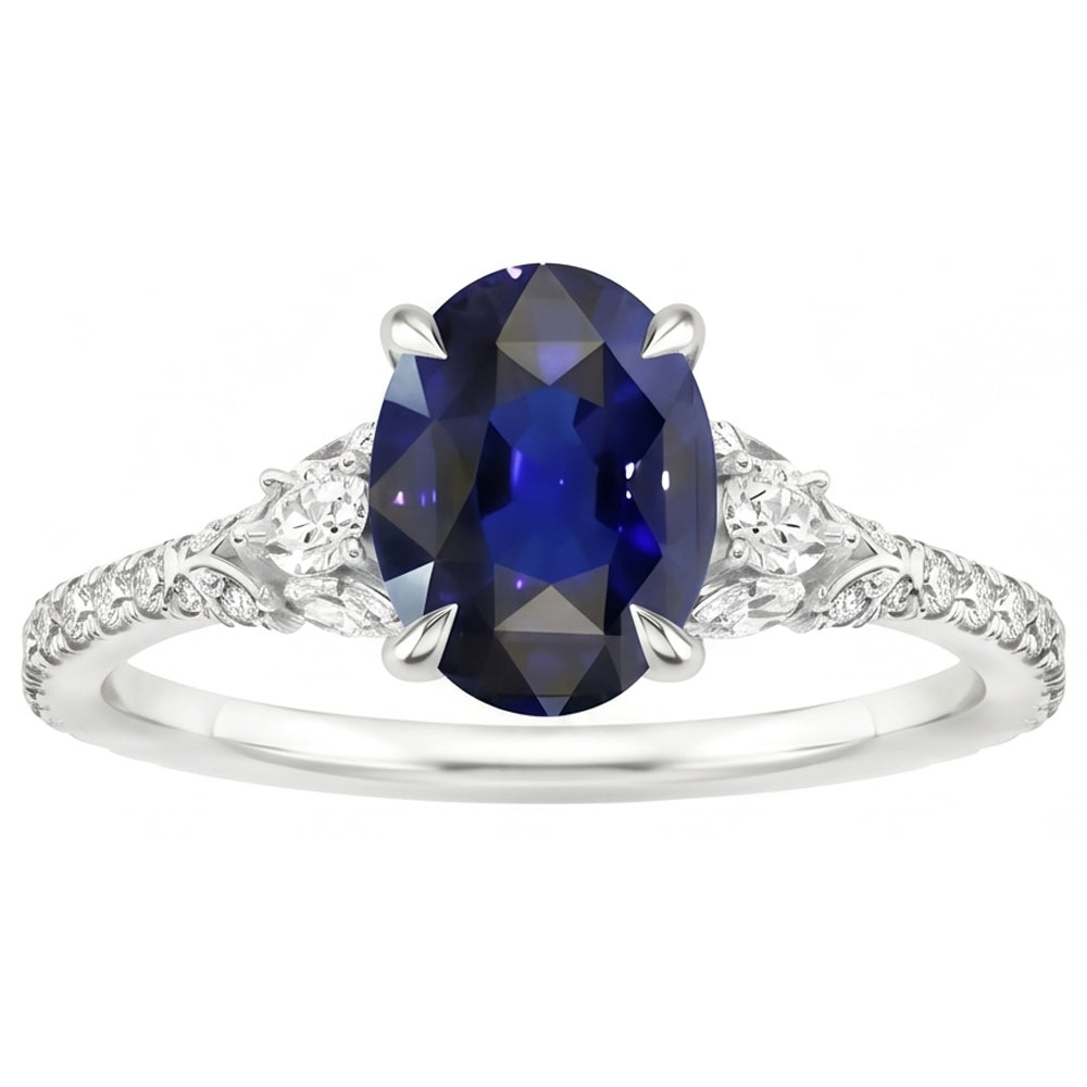 Natural Sapphire Ring 5ct - White Gold 14K