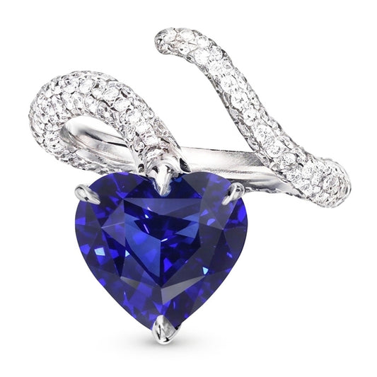 Natural Sapphire Ring 5ct - White Gold 14K