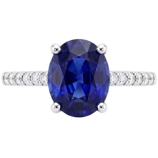 Natural Sapphire Ring 5ct - White Gold 14K