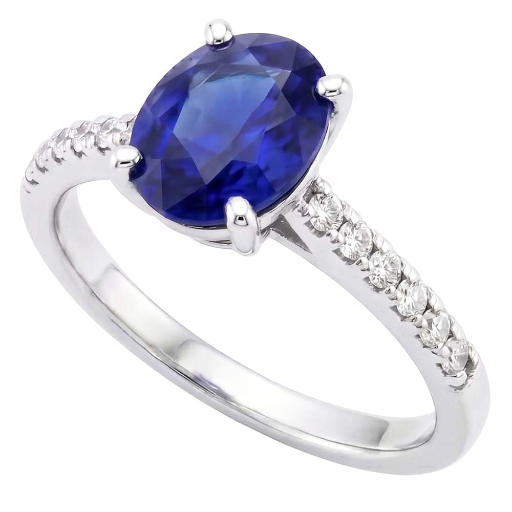 Natural Sapphire Ring 5ct - White Gold 14K
