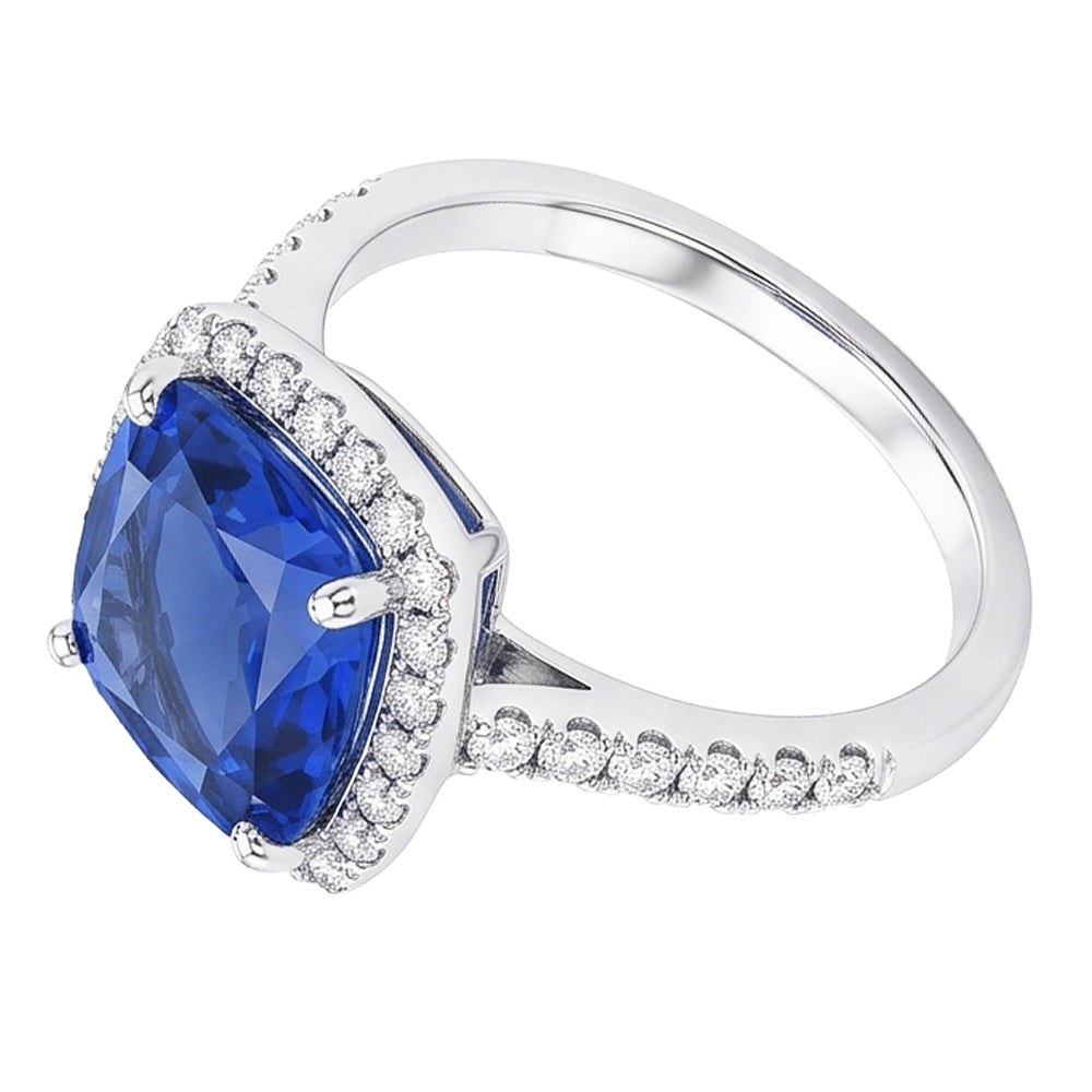 Natural Sapphire Ring 5ct - White Gold 14K