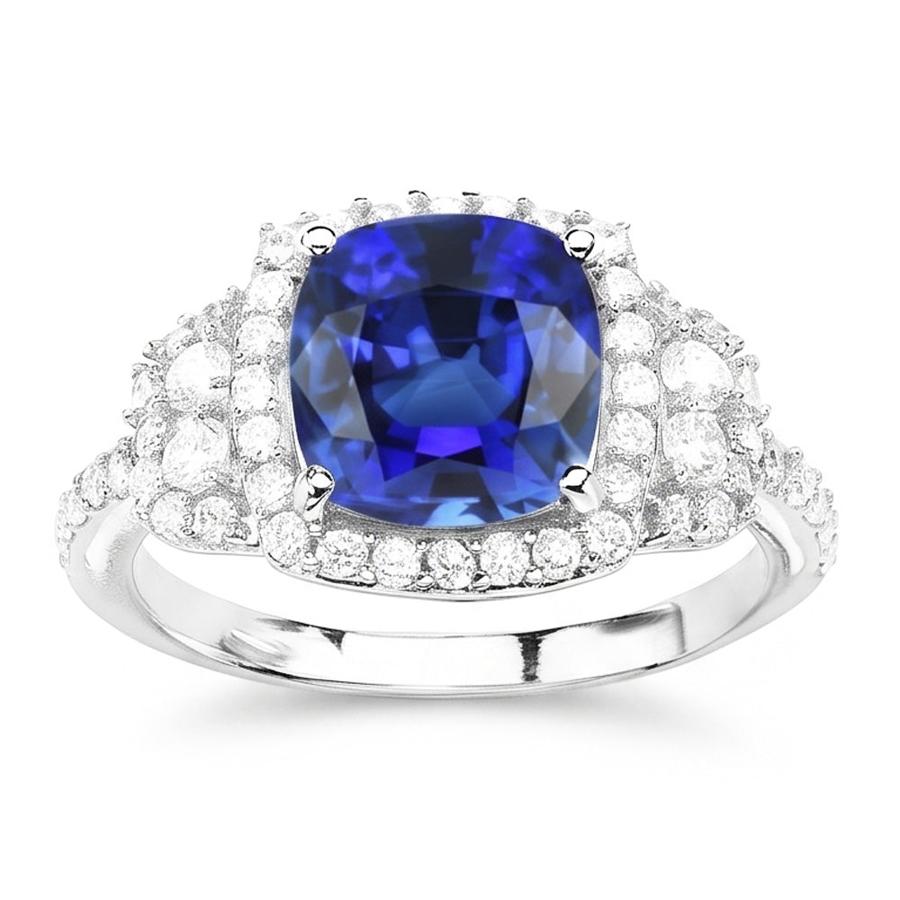 Natural Sapphire Ring 5ct - White Gold 14K
