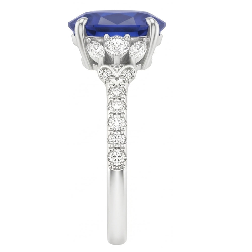 Natural Sapphire Ring 5ct - White Gold 14K
