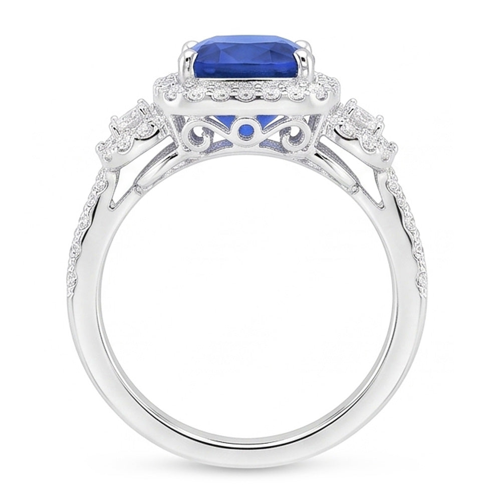 Natural Sapphire Ring 5ct - White Gold 14K