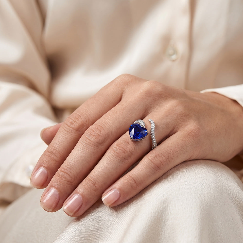 Natural Sapphire Ring 5ct - White Gold 14K
