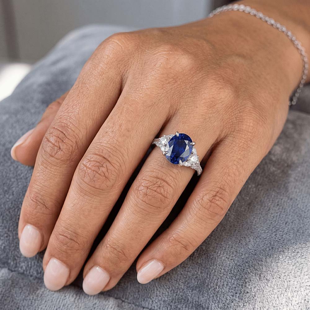 Natural Sapphire Ring 5ct - White Gold 14K