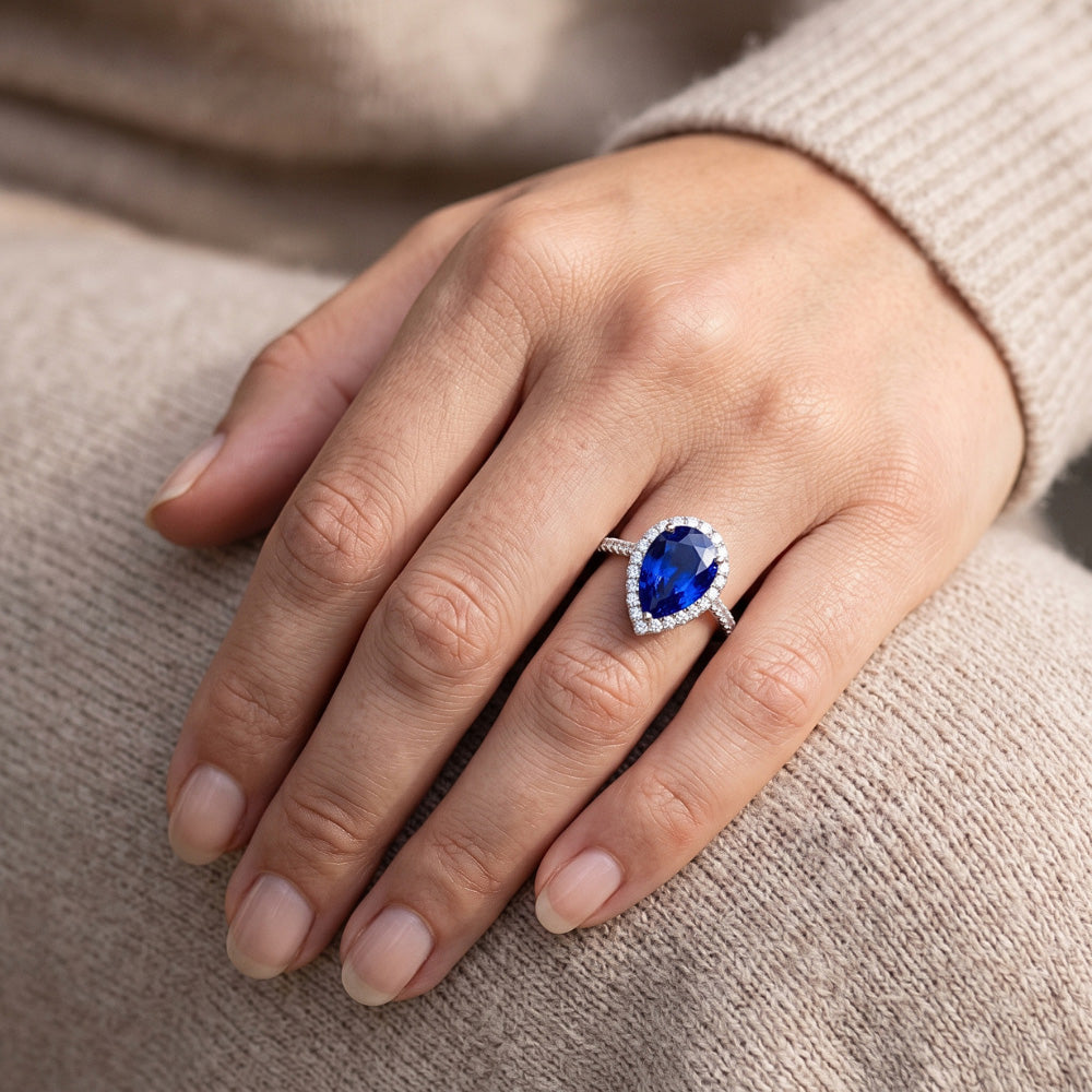 Natural Sapphire Ring 5ct - White Gold 14K