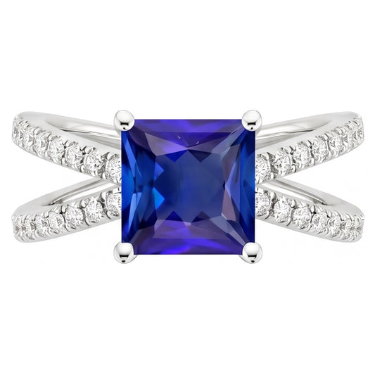 Natural Sapphire Ring 6.25ct - White Gold 14K
