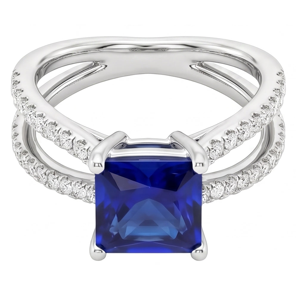Natural Sapphire Ring 6.25ct - White Gold 14K