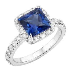Natural Sapphire Ring 6.50ct - White Gold 14K