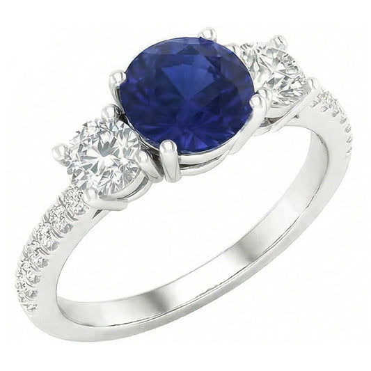 Natural Sapphire Ring 6.50ct - White Gold 14K