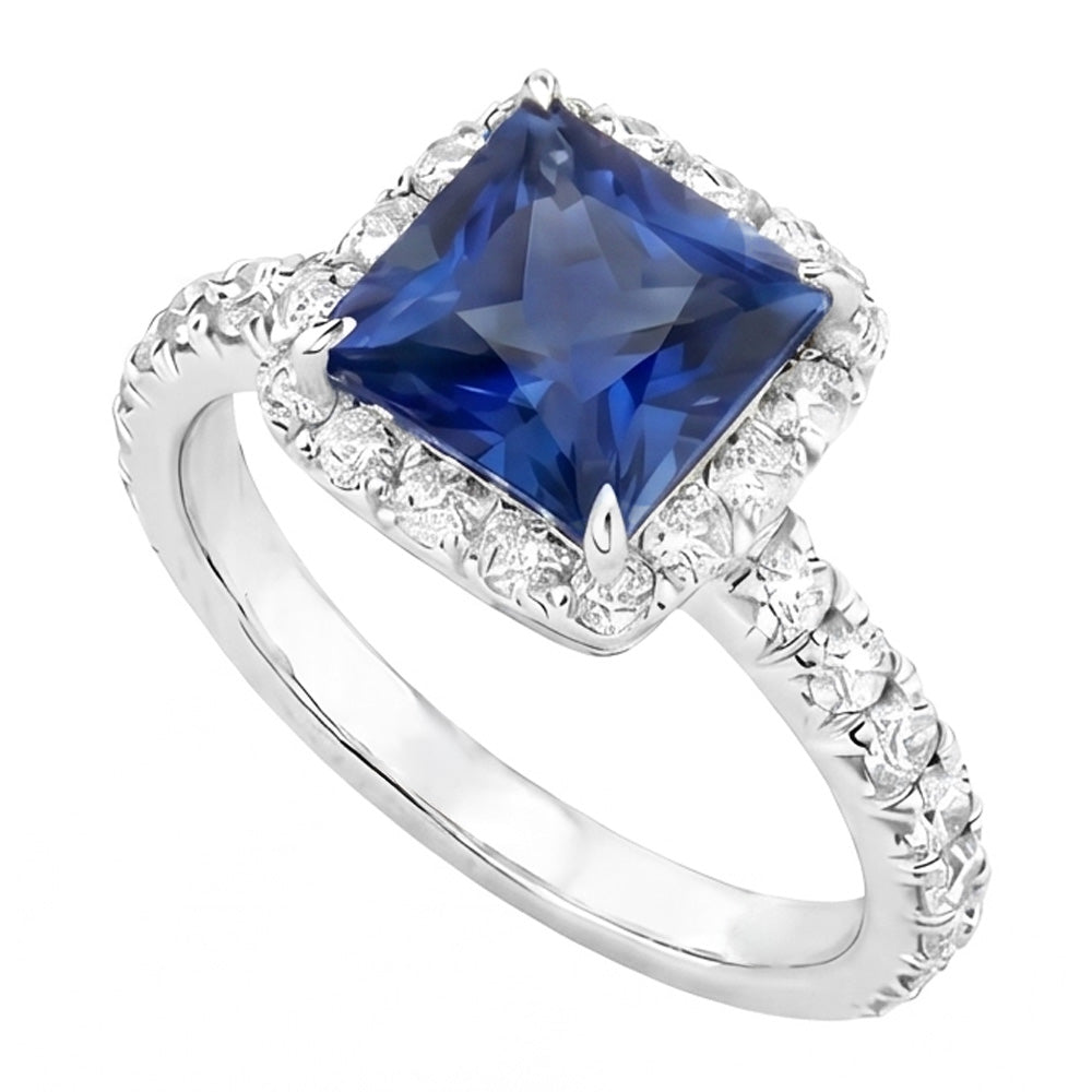 Natural Sapphire Ring 6.50ct - White Gold 14K