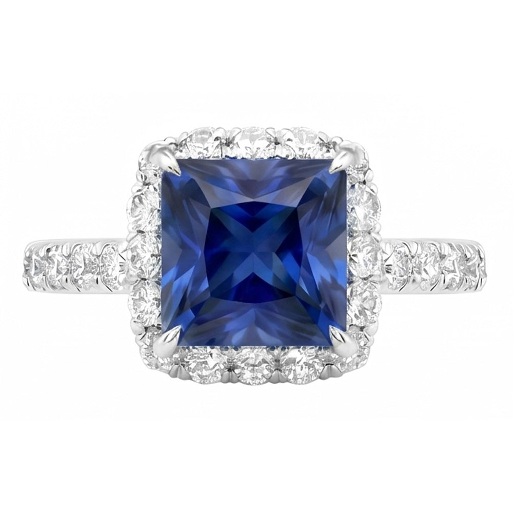 Natural Sapphire Ring 6.50ct - White Gold 14K