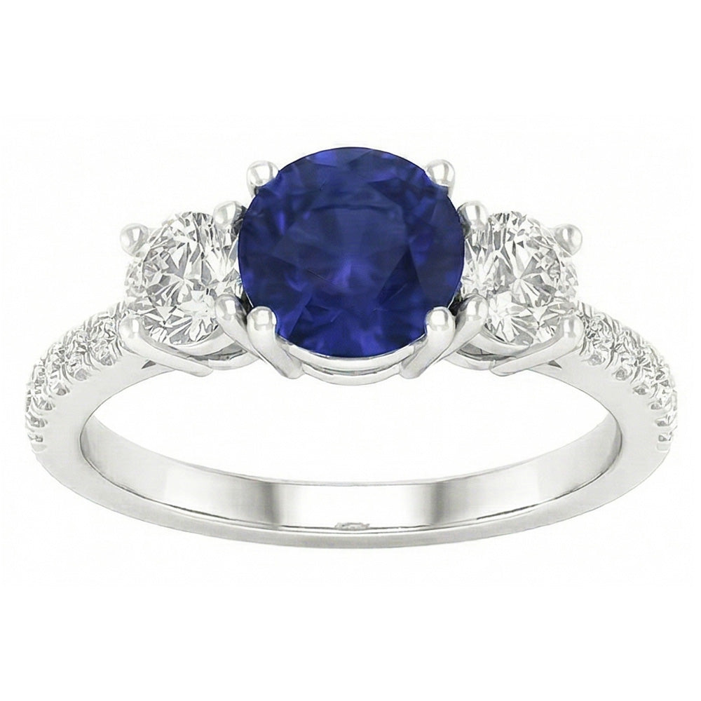 Natural Sapphire Ring 6.50ct - White Gold 14K
