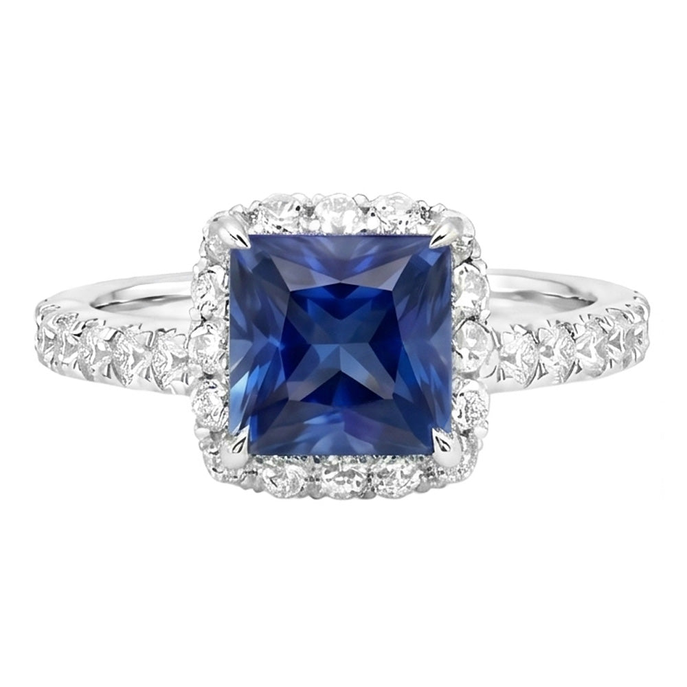 Natural Sapphire Ring 6.50ct - White Gold 14K